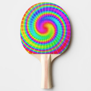 Retro Tie Dye Hippie Psychedelic Ping Pong Paddle