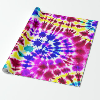 Retro Tie-Dye Look in Pinks, Blues, Yellows Wrapping Paper