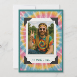 Retro Tie Dye Photo Invitation