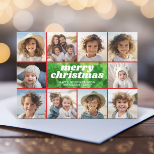 Retro Tie-Dye Red Green - Photo Border - Christmas Holiday Card