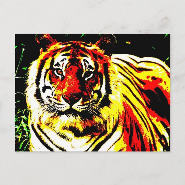 Retro Tiger Pop Art Postcard (Front)