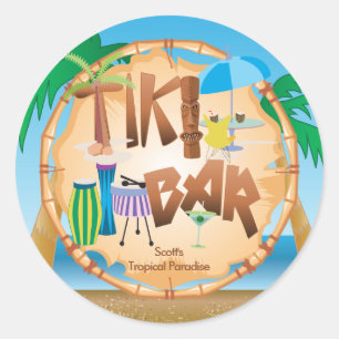Retro Tiki Bar Design Classic Round Sticker