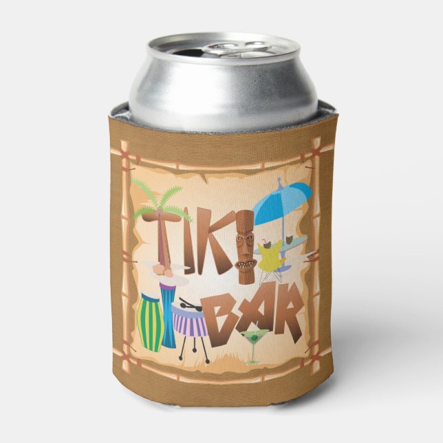Retro Tiki Bar Party Can Cooler (Can Front)