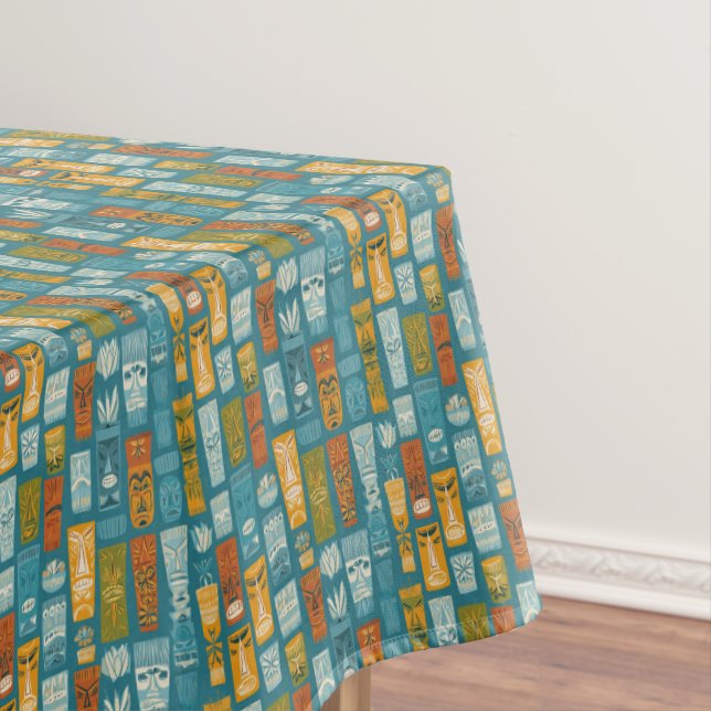 Retro Tiki Totems Tablecloth (In Situ)