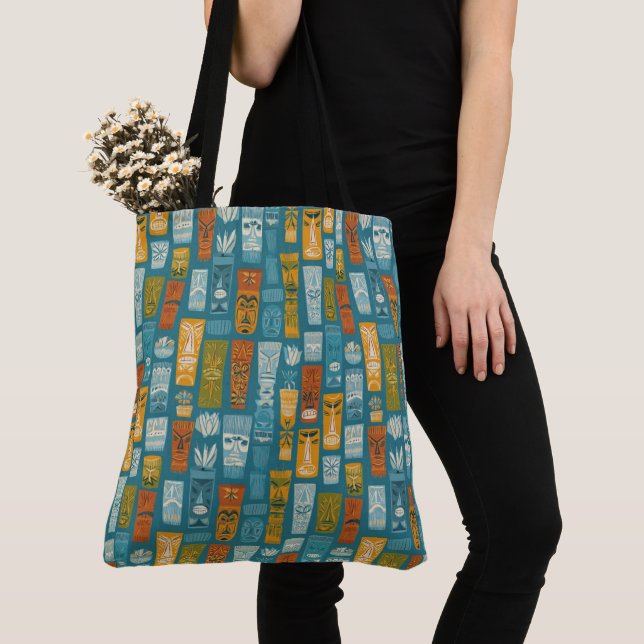 Retro Tiki Totems Tote Bag (Close Up)