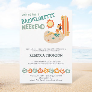 Retro Tiki tropical beach Bachelorette weekend Invitation
