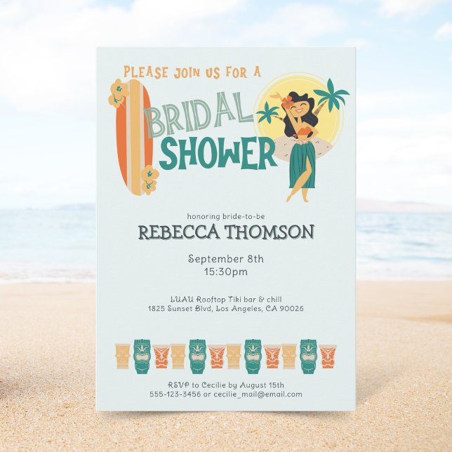 Retro Tiki tropical Bridal Shower Invitation (Creator Uploaded)