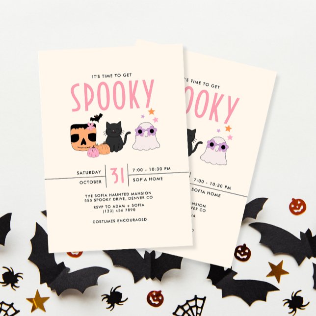 Retro Time to Get Spooky Halloween Party Invitation (Creator Uploaded)