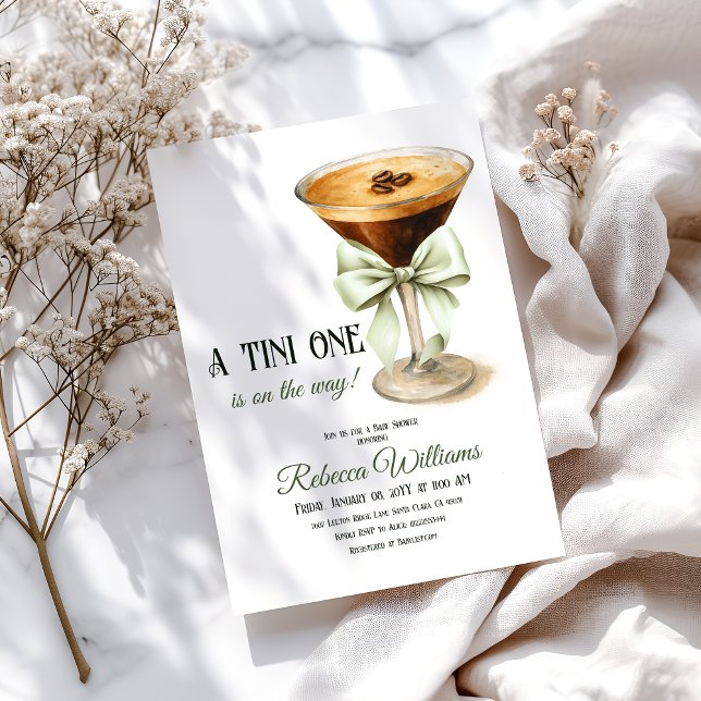 Retro Tini One Gender Neutral Martini Baby Shower Invitation (Creator Uploaded)