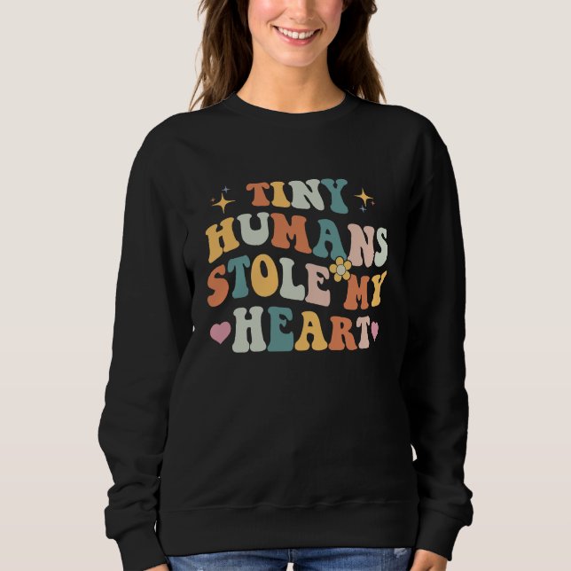 Retro Tiny Humans Stole My Heart Valentine's Day N Sweatshirt (Front)