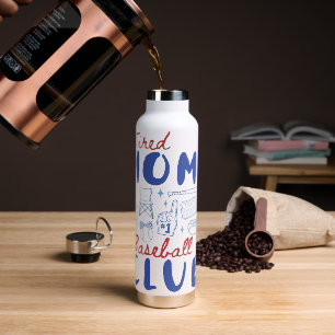 Retro Tired Moms Baseball Club Water Bottle