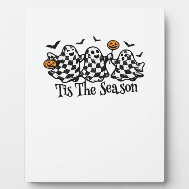 Retro Tis The Season Chequered Halloween Plaque (Front)