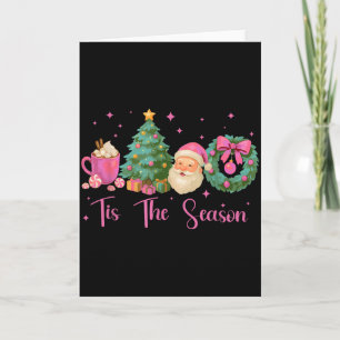 Retro Tis The Season Christmas Santa Jolly Hot Coc Card