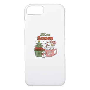 Retro Tis The Season Christmas Tree Coffee Snowman iPhone 8/7 Case