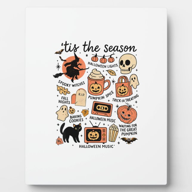 Retro Tis The Season Halloween Season Fall Design Plaque (Front)