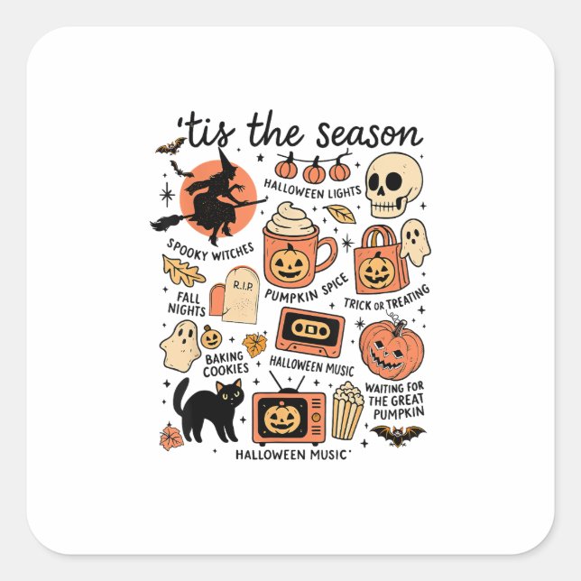 Retro Tis The Season Halloween Season Fall Design Square Sticker (Front)