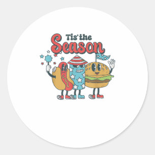 Retro Tis The Season Party In The Usa Family Classic Round Sticker