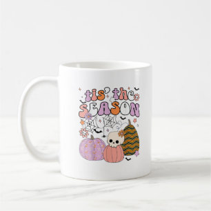 Retro Tis The Season Pumpkin Halloween Skull Spook Coffee Mug