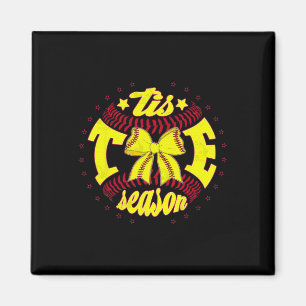 Retro Tis The Season Softll Funny Softll Lovers  Magnet