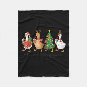Retro Tis The Season To Be Caffeinated Funny Goose Fleece Blanket