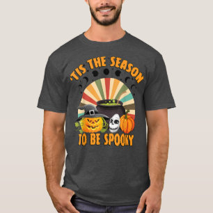 Retro Tis The Season To Be Spooky Moonphase Witch T-Shirt