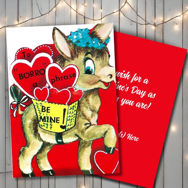 Retro To Borro A Phrase Be Mine Custom Valentine Holiday Card (Retro To Borro A Phrase Be Mine Custom Valentine Holiday Card. Add your name & a special message!)