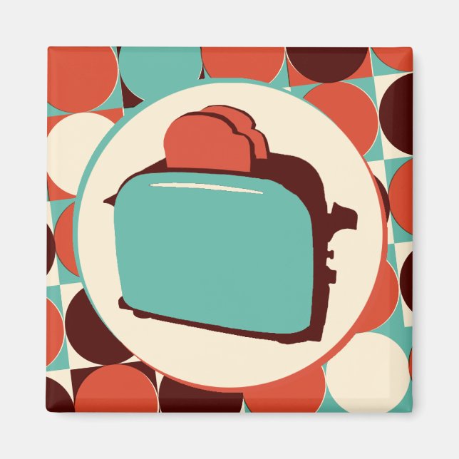 Retro Toaster square magnet (Front)