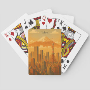 Retro Tokyo Artwork Vintage Japan Cityscape Travel Playing Cards
