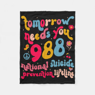 Retro Tomorrow Needs You 988 Suicide Prevention Aw Fleece Blanket
