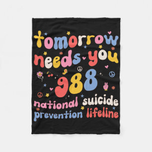 Retro Tomorrow Needs You 988 Suicide Prevention Aw Fleece Blanket