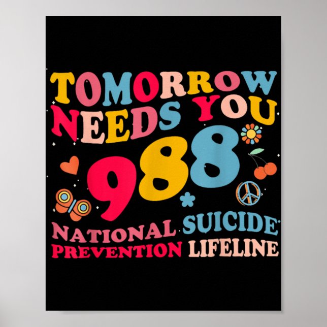 Retro Tomorrow Needs You 988 Suicide Prevention  Poster (Front)