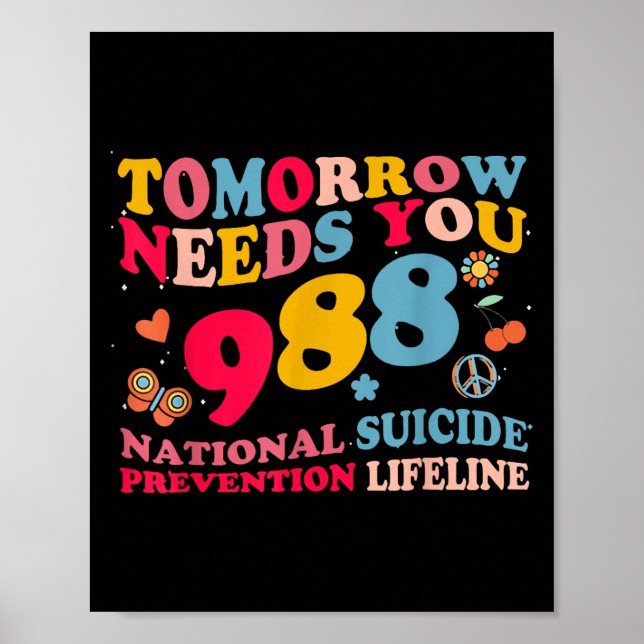 Retro Tomorrow Needs You 988 Suicide Prevention  Poster (Front)