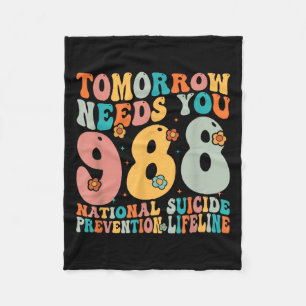 Retro Tomorrow Needs You 9-8-8 Suicide Prevention Fleece Blanket