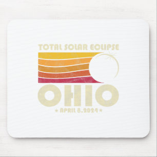 Retro Total Solar Eclipse 2024 Ohio Usa Totality Mouse Pad