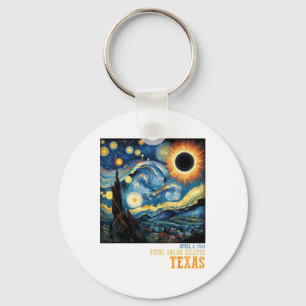 Retro Total Solar Eclipse 2024 Texas For Men Women Key Ring