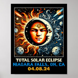 Retro Total Solar Eclipse Niagara Falls Ontario Poster