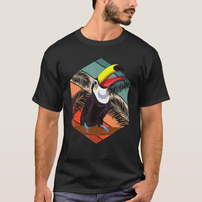 Retro Toucan   Tropical Bird Rainforest Animal Tou T-Shirt (Front)