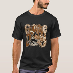 Retro Touchdown Season Leopard Game Day Football M T-Shirt