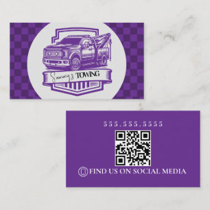 Retro Towing Services Logo QR Code Business Card