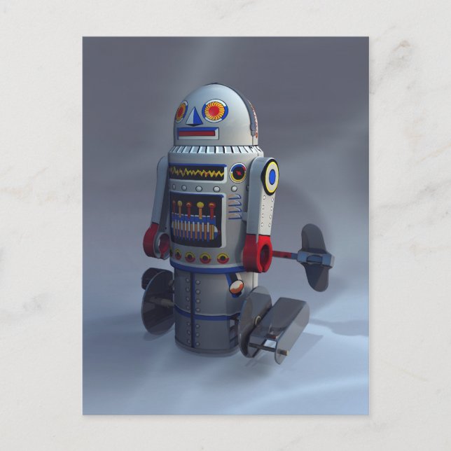 Retro Toy Robot Number 7 Postcard (Front)