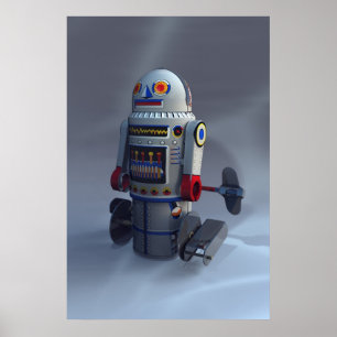 Retro Toy Robot Number 7 Print