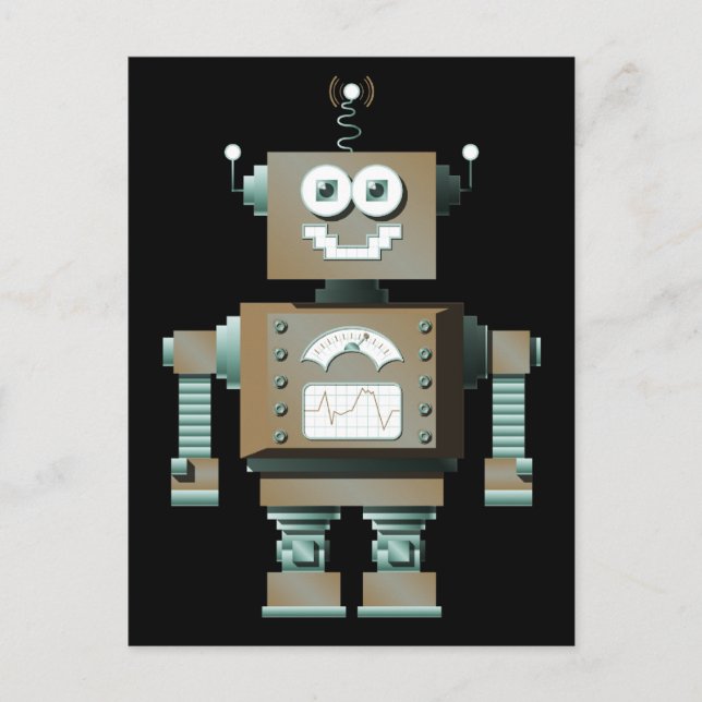 Retro Toy Robot Postcard (dk) (Front)