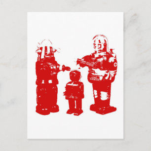 Retro Toy Robots Postcard