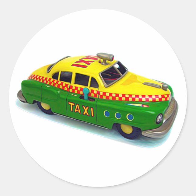 RETRO TOY TAXI CAB STICKER (Front)