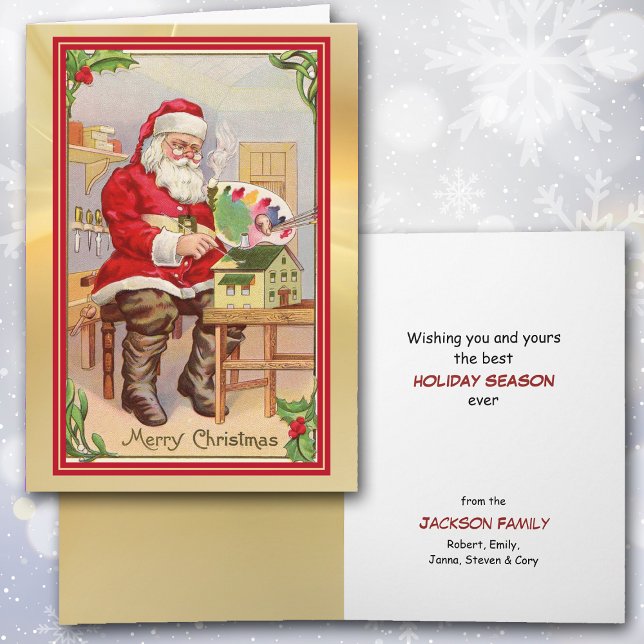 Retro Toymaker Santa Claus Christmas Card (Creator Uploaded)
