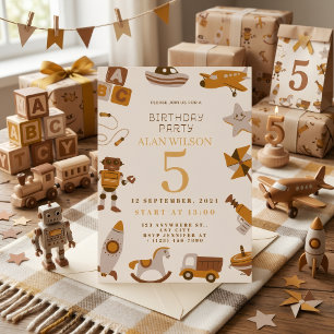 Retro Toys Boys Birthday Invitation