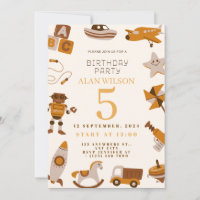 Retro Toys Boys Birthday Invitation