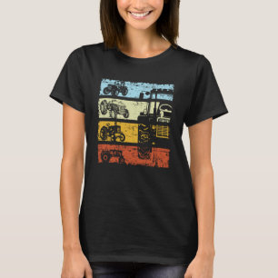 Retro Tractor Farmer Agricultural Tractor Farm Vin T-Shirt