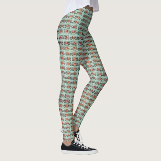 Retro Trading Stamp Collection Leggings (Right)