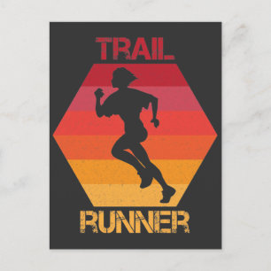 Retro Trail Runner Mountain Running Athlete Sport Postcard
